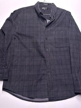 Marc Edwards Gray Herringbone Grid Button Up L
